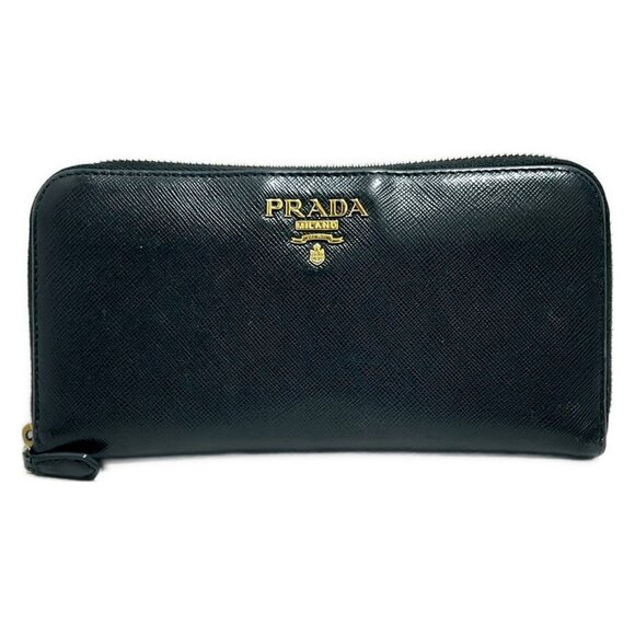 Auth PRADA - Black Saffiano Leather Long Wallet - Picture 2 of 10